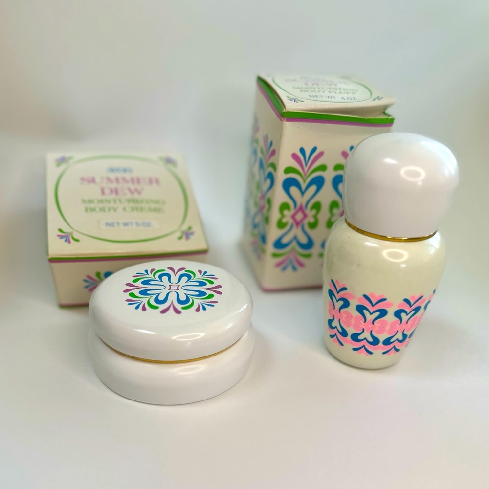 Vintage Avon Summer Dew Moisturizing Body Creme & Body Fluff, New in Box